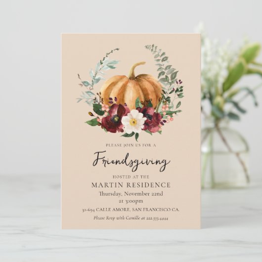 Rustic Fall Friendgiving Dinner Invitation (Debout devant)