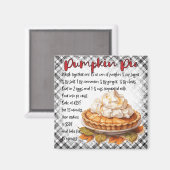 Rustic Fall Gingham Pumpkin Pie Baking Magnet Magneet (Voorkant / Achterkant)
