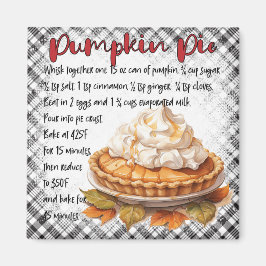 Rustic Fall Gingham Pumpkin Pie Baking Magnet Magneet