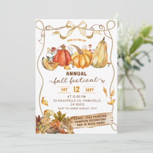 Rustic Fall Harvest Festival Invitation (Debout devant)