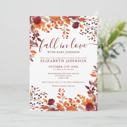 Rustic Fall In Love Automne Baby shower Invitation (Debout devant)