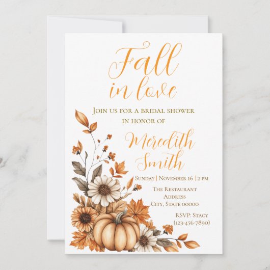 Rustic Fall in Love Bridal Shower Invitation (Devant)