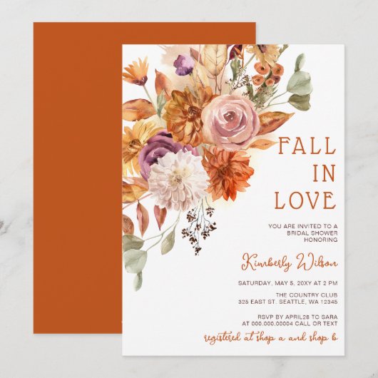 Rustic Fall in Love Bruiloftsshower Kaart (Voorkant / Achterkant)