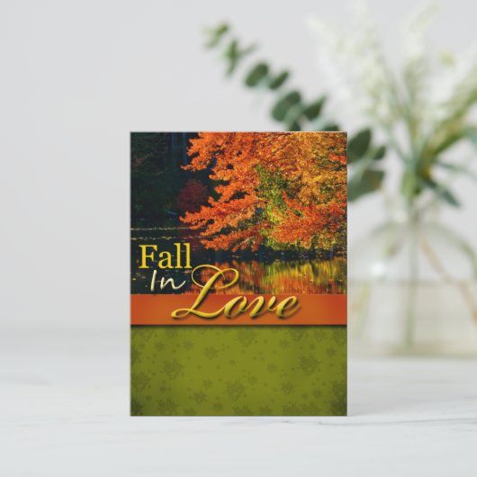 Rustic Fall In Love Carte Postale Mariage (Debout devant)