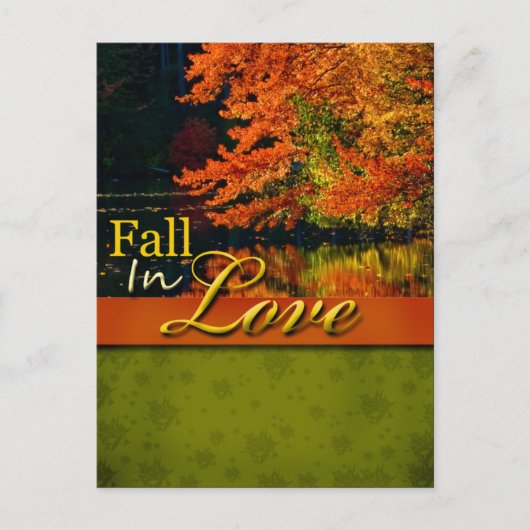 Rustic Fall In Love Carte Postale Mariage (Devant)