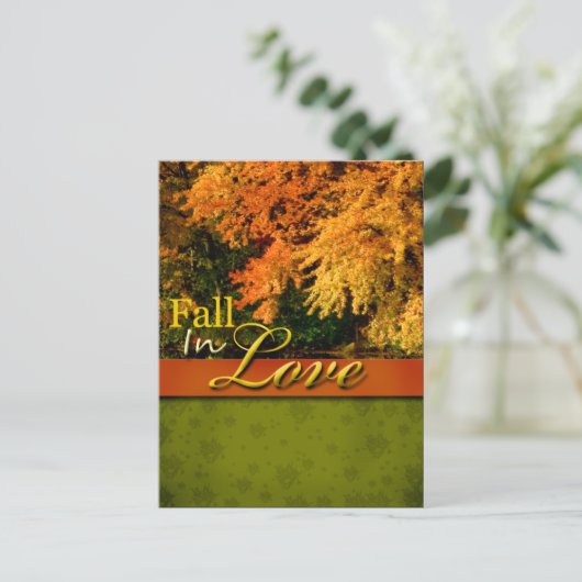 Rustic Fall In Love Carte Postale Mariage (Debout devant)