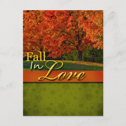 Rustic Fall In Love Carte Postale Mariage (Devant)