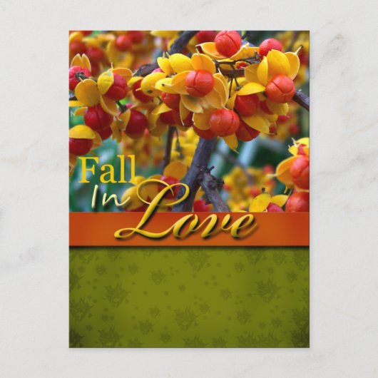 Rustic Fall In Love Carte Postale Mariage (Devant)