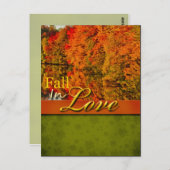 Rustic Fall In Love Carte Postale Mariage (Devant / Derrière)