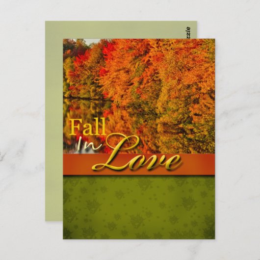 Rustic Fall In Love Carte Postale Mariage (Devant / Derrière)