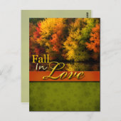 Rustic Fall In Love Carte Postale Mariage (Devant / Derrière)