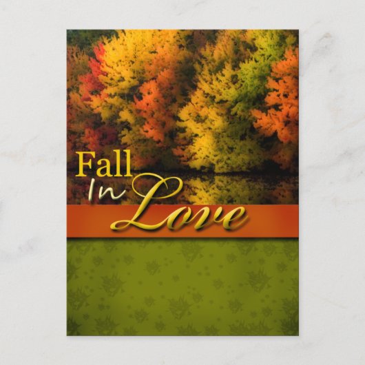 Rustic Fall In Love Carte Postale Mariage (Devant)