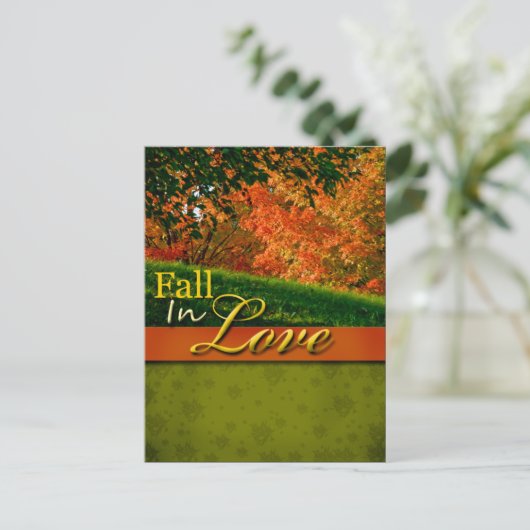 Rustic Fall In Love Carte Postale Mariage (Debout devant)