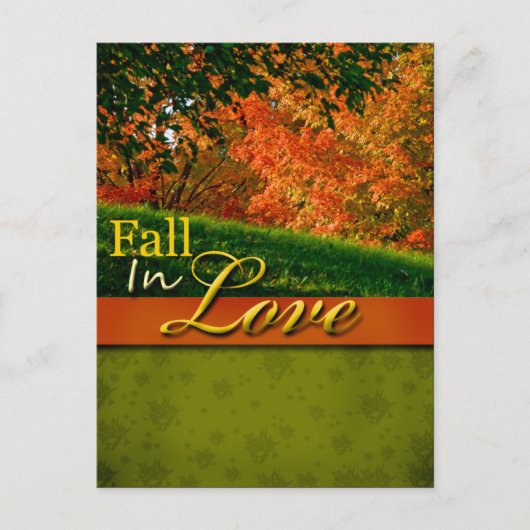 Rustic Fall In Love Carte Postale Mariage (Devant)