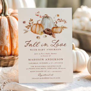 Rustic Fall in Love Pompoen Baby Shower Kaart