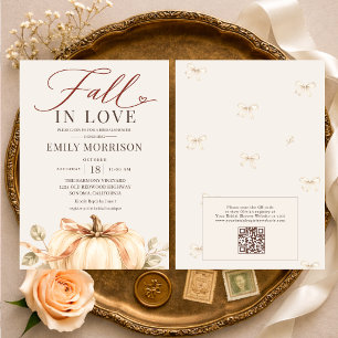 Rustic Fall in Love Pompoen QR Code Bruidsfeest Kaart