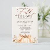 Rustic Fall in Love Pompoen QR Code Bruidsfeest Kaart (Staand voorkant)