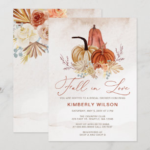 Rustic Fall in Love Pompoenen Herfst Bruidsborrel Kaart