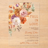 Rustic Fall in Love Pumpkins Fall Bridal Shower Acryl Uitnodigingen (Voorkant)