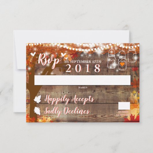 Rustic Fall in Love RSVP Kaart (Voorkant)