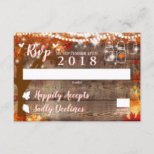 Rustic Fall in Love RSVP Kaart