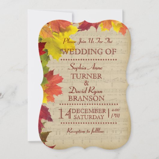 Rustic Fall laisse Faire-part de mariage de feuill (Devant)