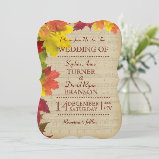 Rustic Fall laisse Faire-part de mariage de feuill (Debout devant)