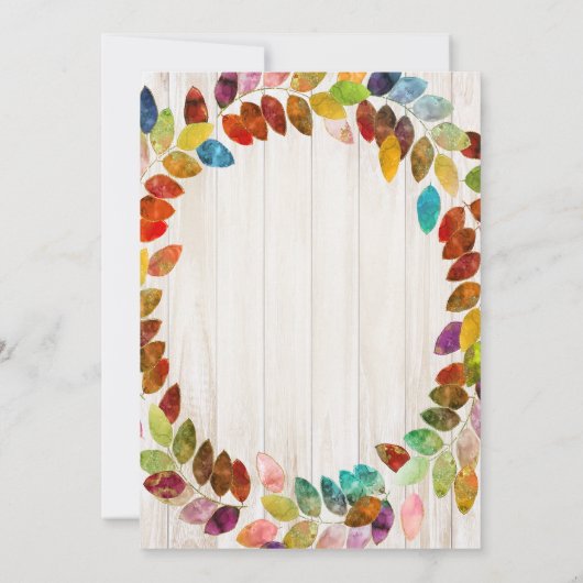 Rustic Fall laisse Wreath Bridal Show Invitation (Dos)