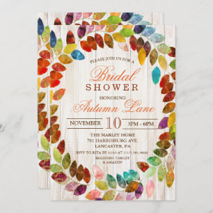 Rustic Fall laisse Wreath Bridal Show Invitation