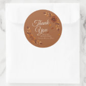 Rustic Fall Leaves Burnt Sienna Wedding Thank You  Ronde Sticker (Tas)