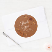 Rustic Fall Leaves Burnt Sienna Wedding Thank You  Ronde Sticker (Envelop)