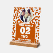 Rustic Fall Leaves Foto Trouwtafel Nummer Acryl Bord (Hoek)