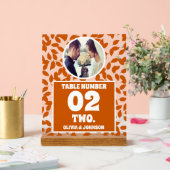 Rustic Fall Leaves Foto Trouwtafel Nummer Acryl Bord (Huwelijk)