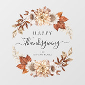 Rustic Fall Leaves Happy Thanksgiving Raamsticker (Vel)