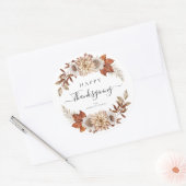 Rustic Fall Leaves Happy Thanksgiving Ronde Sticker (Envelop)