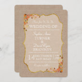 Rustic Fall Leaves Linen Canvas Weddenschap Kaart (Voorkant / Achterkant)