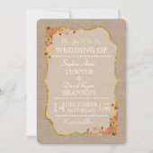 Rustic Fall Leaves Linen Canvas Weddenschap Kaart (Voorkant)