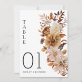 Rustic Fall Leaves Mariage Numéro de la carte (Devant)