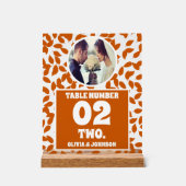 Rustic Fall Leaves Photo Mariage Numéro de table (Recto)