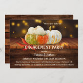 Rustic Fall Leaves Pumpkin Verloving Invitation Kaart (Voorkant / Achterkant)