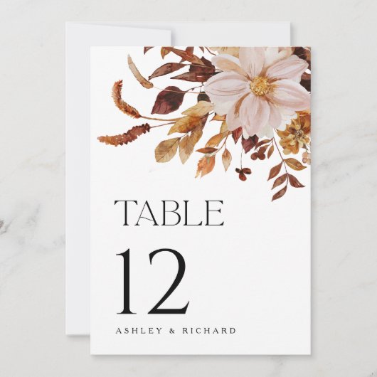 Rustic Fall Leaves Trouwtafel Nummer Kaart (Voorkant)