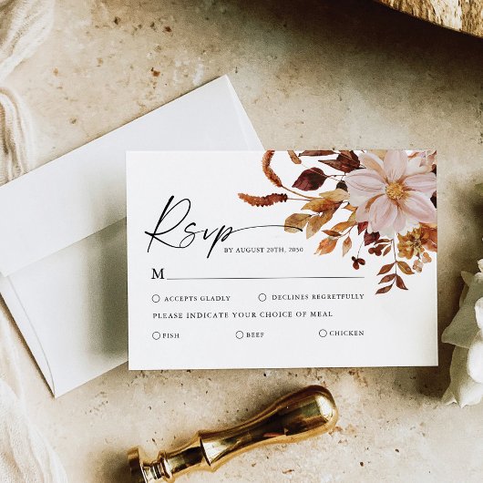 Rustic Fall Leaves Wedding RSVP Kaart