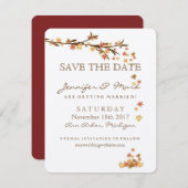 Rustic Fall Leaves Wedding Save the Date (Voorkant / Achterkant)