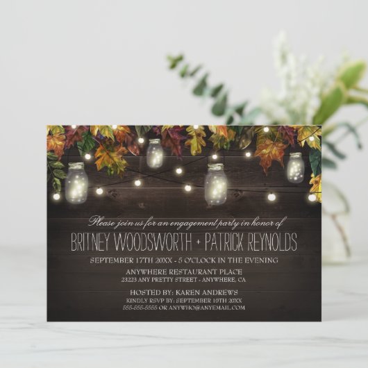 Rustic Fall Mason Jar Invitations de la partie d'e (Debout devant)