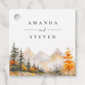 Rustic Fall Mountain Pine Forest Wedding Bedankjes Labels (Voorkant)