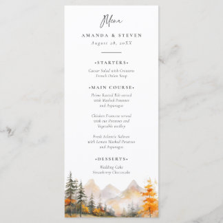 Rustic Fall Mountain Pine Forest Wedding Menu