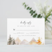 Rustic Fall Mountain Pine Forest Wedding RSVP Kaartje (Staand voorkant)