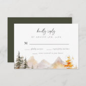 Rustic Fall Mountain Pine Forest Wedding RSVP Kaartje (Voorkant / Achterkant)