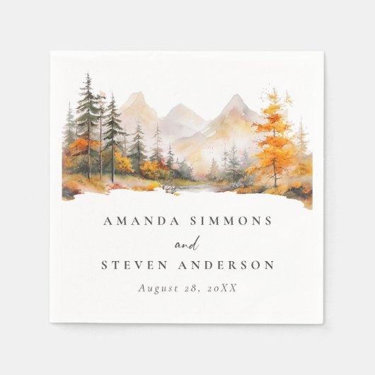 Rustic Fall Mountain Pine Forest Wedding Servet (Voorkant)