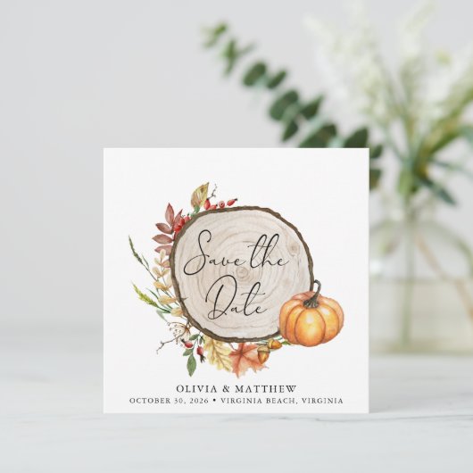 Rustic Fall Photo Boho Boho Slice Save the Date (Debout devant)